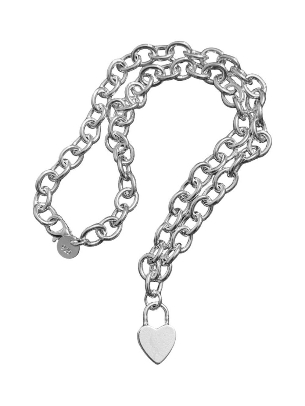 Silver Heart Link Necklace - Women Jewelry